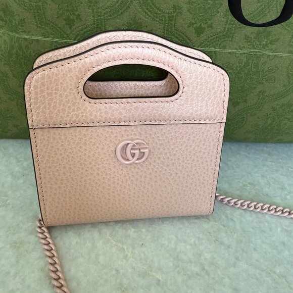 Gucci Double GG 701074 Leather Perfect Pink Shoulder Chain Wallet Bag - Picture 4 of 15